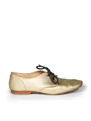Gold Leather Lace-Up Brogues