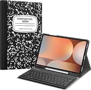 [FINTIE] Keyboard Case for Samsung Galaxy Tab S9 FE+ Plus/Galaxy Tab S9+ Plus 12.4 Inch 2023 with S Pen Holder, Slim Stand Cover Detachable Wireless Bluetooth Keyboard, Composition Book Black