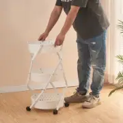 Bribrion Foldable 3-tier Storage Cart Rolling Trolley Versatile Kitchen Island