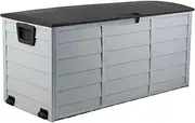Gardeon Outdoor Storage Box Container Cabinet Bench, 290L Large Lockable Tool Toy Deck Boxes Chest Garden Shed Storages Ottoman Chair Seat Patio Indoor Furniture, with Wheels Handles Black