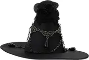 [Ipetboom] 1 PC Witch Hat for Halloween Durable Women Wizard Costume Accessory Headdress with Duckbill Clips for Parties Cosplay Comfortable Satin Material