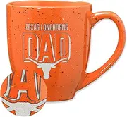 Rico Industries NCAA Texas Longhorns Dad 16 oz Team Color Laser Engraved Speckled Ceramic Coffee Mug