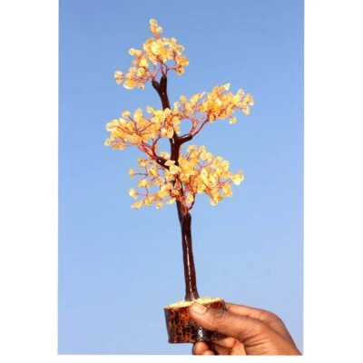 Lemon Citrine Crystals 300+ Copper Branches Bonsai Money Tree Decor 10.5" MJ