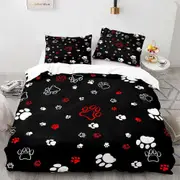 v4878 Bed Sheets Pawprint Claw Print Cats Dogs Black White Grey Doona Duvet Cover Bed Set Bed Sheets IU4878
