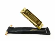 Clarke Victorian Gold Blues Harmonica With Carry Bag Key Of C