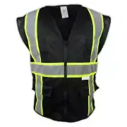 Reflective Mesh Black Two Tones Safety Vest with Multi Pocket Tool