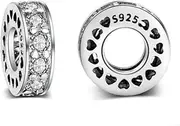 [MEETCCY] Round Spacer Charms for Bracelets 925 Sterling Silver Charms Beads Clip Stopper Charms for Pandora Bracelet