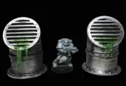 Silver Vents Terrain (x2) Warhammer 40k Drainage Pipe Painted Scenery