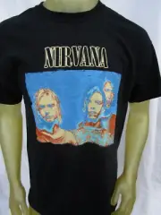 New Men's Large Nirvana Kurt Cobain Dave Grohl Krist Novoselic Rare Band Shirt