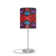 Lamp, Abstract Geometric Trippy Tessellation Design, Red Purple Blue, Unique,