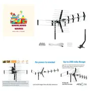 Outdoor HDTV Antenna up to 200 Mile Long Range, Attic or Roof Mount, Digital ...