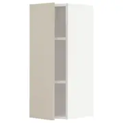 METOD wall cabinet with shelves, white/Havstorp beige, 30x37x80 cm