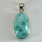 Genuine, Natural, Caribbean, Blue Larimar Pendant in solid Sterling Silver #0237