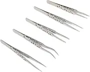SEWOART 5Pcs Precision Tweezers Stainless Steel Electronics Tweezers for Crafting Soldering Jewelry Making Laboratory Work for Precision Tasks Detailed Projects