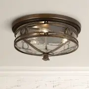 Beverly Drive Rustic Flush Mount Outdoor Ceiling Light Fixture Bronze 7" Outside