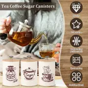 3Pcs Coffee and Sugar Container Set Vintage Sugar Canisters Set Coffee guwue
