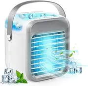 Portable Air Conditioner Personal Ultra Mini Cooler 3 in 1 Conditioners for Home Compact Evaporative Mobile Small Con Humidifier Wind Speed Aircon Unit Fan with Water Tank Office Gray