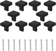 10 Black Door Knobs Solid Brass Square Cabinet Knobs Vintage Kitc