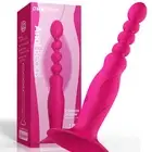 House Of Dasein Pink Vibrator Suction Cup Vibrating Anal Beads Butt Plug silicon