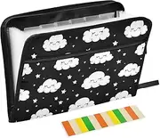 ?File Organizer 13 Pockets A4 Letter Size with Zipper Closure for Business Cartoon Happy White Cloud Black carpeta de