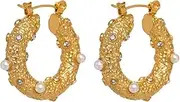 [WEAV] Golden Round Hoop Earrings Jewelry Fashion Casting Zircon Huggie Earrings Party Gift