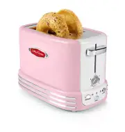 Retro Toaster 2 Slice Vintage Toaster Oven for Bagels & Thick Bread, Pink