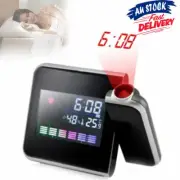 Digital Weather Clock Time Thermometer LCD Color LED Projector Alarm Snooze