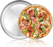 Deedro Pizza Baking Pan Pizza Tray - Stainless Steel Round Pizza Baking Sheet, Heavy Duty Pizza Crisper Pan for Oven, Dishwasher Safe Pizza Serving Tray, 12 inch & 13 inch, 2-Piece Set