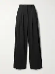 [Proenza Schouler White Label] Proenza Schouler White Label - Eleanor Pleated Checked Flannel Wide-leg Pants - Gray - US6 US 6 Gray