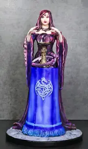 Fantasy Myths Legends Dragon Sorceress Witch With Scrying Crystal Ball Figurine