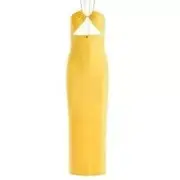 Alice + Olivia NWT Chain HalterNeck Cut Out Knit Maxi Dress Yellow 0 MSRP $350