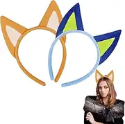 Dog Ears Headband Set Blue Animal Headband Costume Accessories Dog Hairbands for Holiday Cosplay Party(4pack