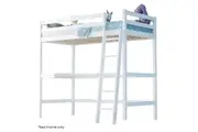 KINGSTON SLUMBER Wooden Kids Single Loft Bed Frame with Desk - White