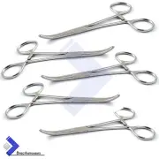 5Pcs Artery Haemostatic Curved Pean Locking Forceps Surgical Hemostat Pliers Lab