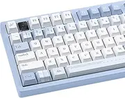 COOMICKEY 145 Keys PBT Keycaps, 5 Side Dye Sublimation Blue White Keycaps Cherry Profile Key Cap Custom Keycap Set, Universal Compatiability for 100%, 75%, 65%, 60% Keyboard