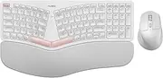 Nulea Advanced Ergonomic Wireless Keyboard and Mouse Combo, Comfortable Natural Typing, Palm Rest, Multi-Device (Bluetooth, 2.4G, Wired), Rechargeable, for Multi-OS, Windows, Mac, Android(White)