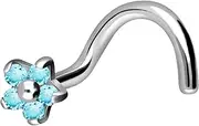 [PIERCINGLINE] Nose Piercing | Titanium | Flower with 5 Crystals | Piercing Nose Stud Spiral | Choice of Colours
