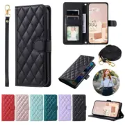 For Samsung A21s A51 A71 A12 A32 A52 Lanyard Leather Wallet Case Slim Flip Cover