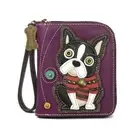 Boston Terrier Purple Zip Around Wrist Wallet by Chala Handbags New