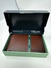 Perry Ellis Portfolio Passcase w/ Removable ID Wallet,Brown Premium Leather- New