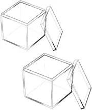 2Pcs Acrylic Square Cube Box, Clear Plastic Jewelry and Candy Storage Containers, Small Acrylic Cube Boxes for Organizing Jewelry, Candy, and Small Items