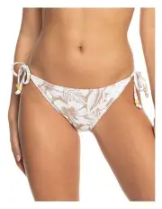 [Roxy] Hibiscus Moderate Bikini Bottoms in Warm Taupe Happy Hibiscus