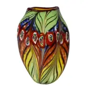 Dale Tiffany Peacock Feather Hand Blown Art Glass Vase - AV15209