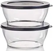 [Tupperware] Clearly Elegant 4.2 cup 990ml Bowl Set of 2 Black Seal