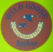 WILD GOOSE AMBER Maroon Beer COASTER Mat with GEESE & CRABS Easton MARYLAND 1991