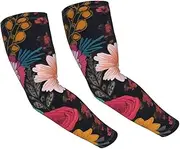[FHEDVBN] Colorful Boho Floral Arm Sleeves Compression Arm Covers for Men Women Outdoor Sun Sleeves Cooling Sports Sleeve, Black