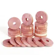 Elrachen 24pcs Cedar Rings for Hangers, Cedar Block for Clothes Storage Natural Aromatic Cedar Wood for Closets and Drawers