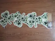 NWT St. Patrick's Day Appliqued & Embroidered Table Runner 14" x 48" Shamrocks