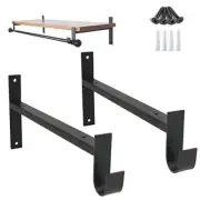 Shelf Brackets with Hook Shelf Brackets 12inch, 2pcs Wall 12 Inch Black
