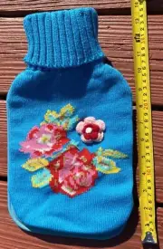 Cassandra Rubber Hot Water Bottle with Knitted Sweater Cover screw top New Box